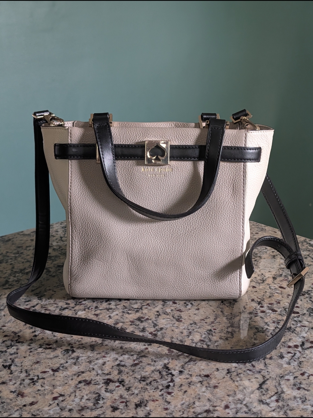 Kate Spade Houston Street Leo Two Tone Leather Crossbody Satchel Bag